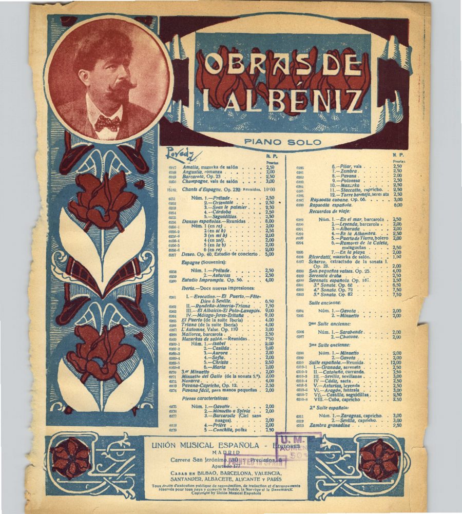 Portada del cuaderno de Albéniz